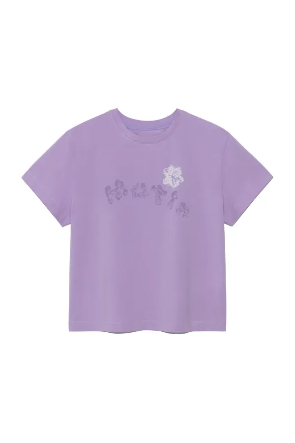 BUBBLY GRAPHIC PRINTING TOP IN LILAC