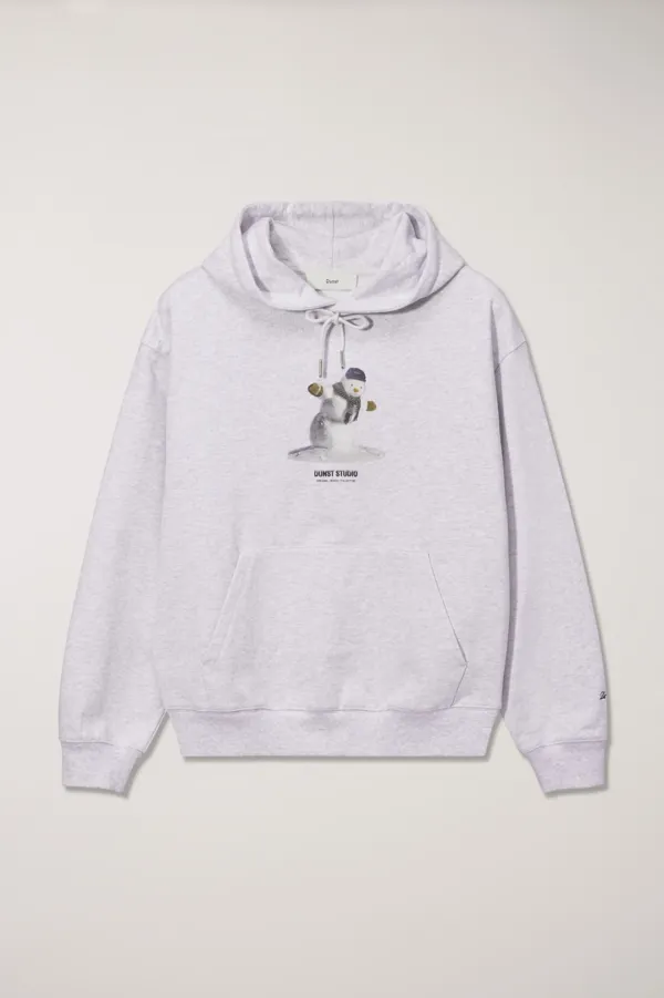 UNISEX HOLIDAY SNOWMAN HOODIE LIGHT MELANGE GREY_UDTS5C109G1