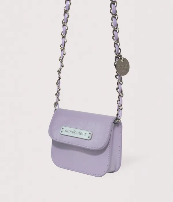Leather chain ver. pin wallet bag _Lilac