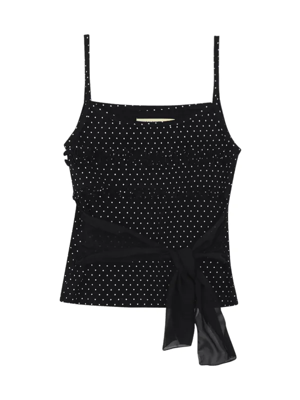 FRILL RIBBON TANK TOP (BLACK)