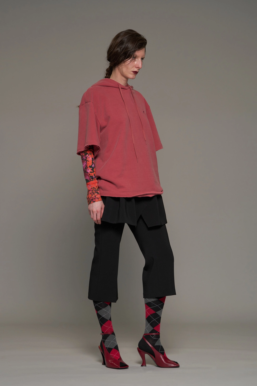 푸쉬버튼 FW26 RED LAYERED SLEEVE HOODIE 상품 이미지 2