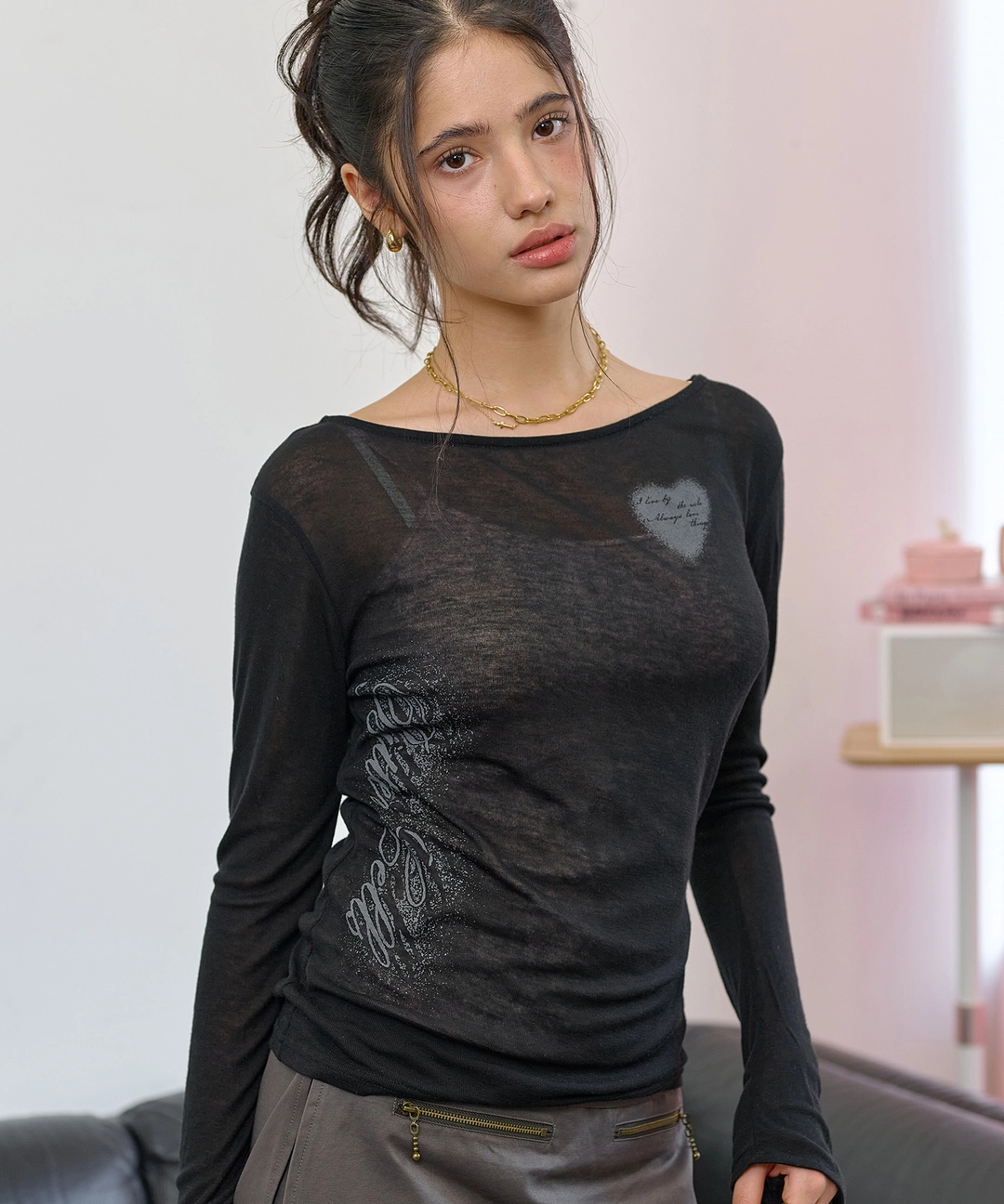 비터셀즈 Sheer Heart Long Sleeve-Black 상품 이미지 2