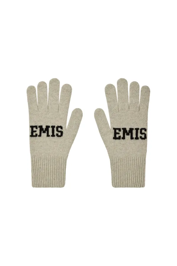 LOGO FINGER GLOVES-OATMEAL MELANGE