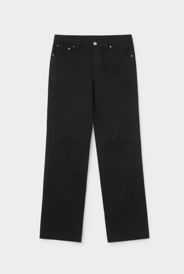 QUILTING PATTERN PANTS (BLACK)