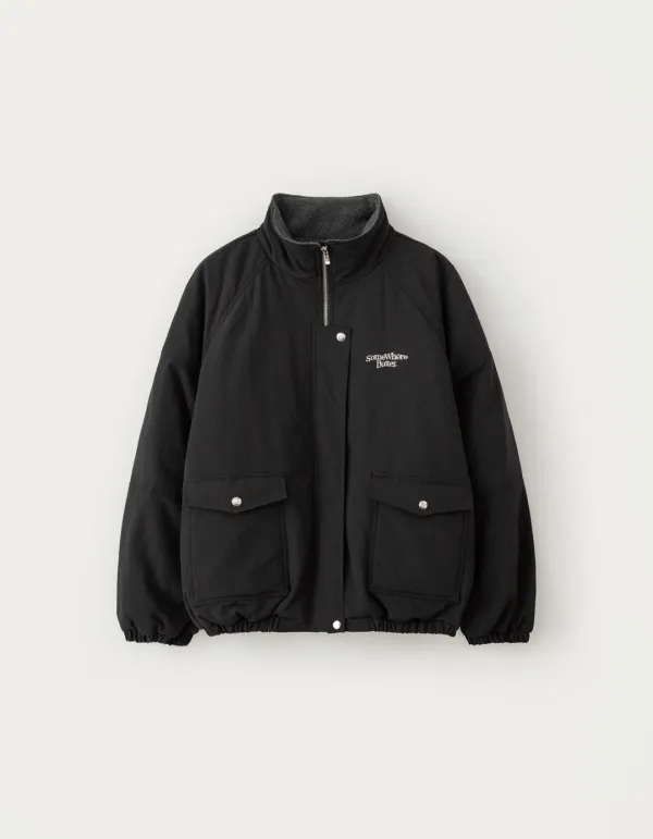 Fleece Over-Fit Padding Jumper - Black