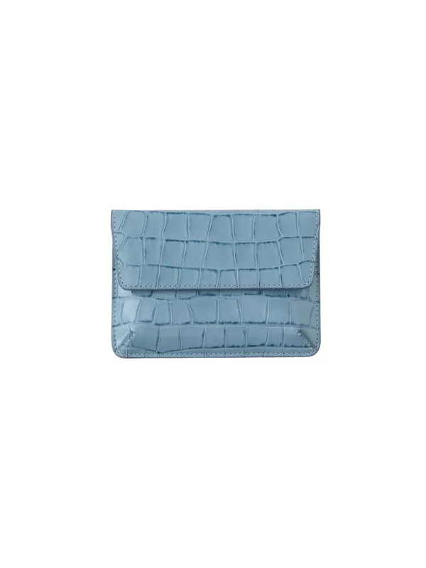 G CRACK LEATHER CARD WALLET (BLUE)