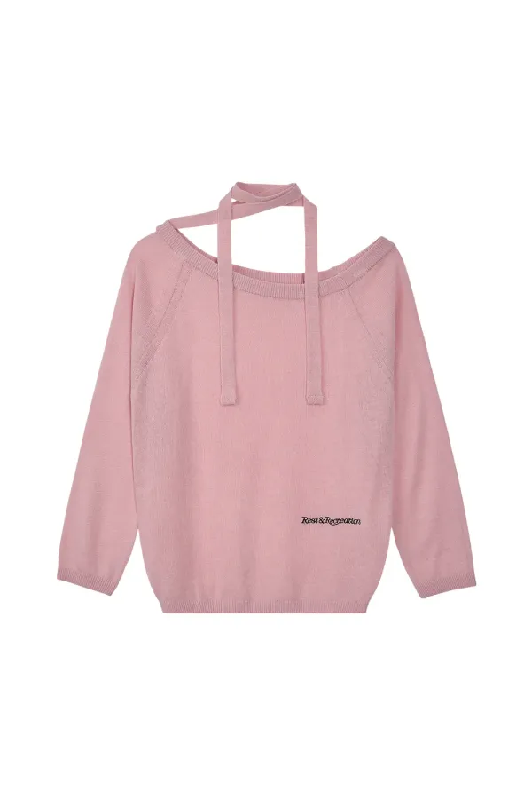 ONE-SHOULDER KNIT TOP - PINK