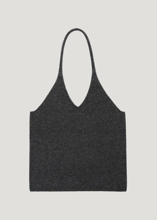 [10th] Raccoon Halter Knit Top_Charcoal