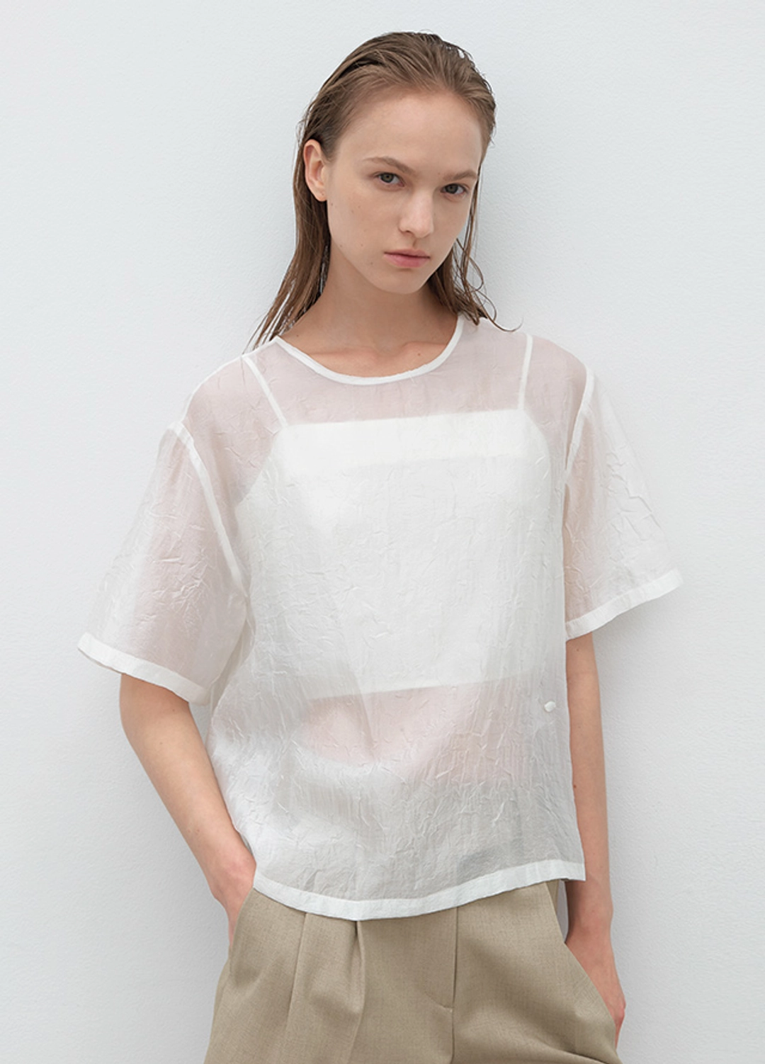 아뜰리에 나인 (BL-4331)UARA CREASE RIBBON SET BLOUSE S 상품 이미지 3