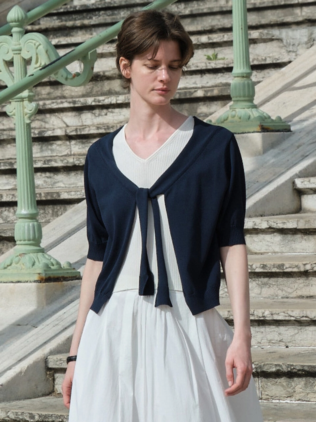루에브르 Tie Layered Cardigan Pullover SK5MP238-24 상품 이미지 2