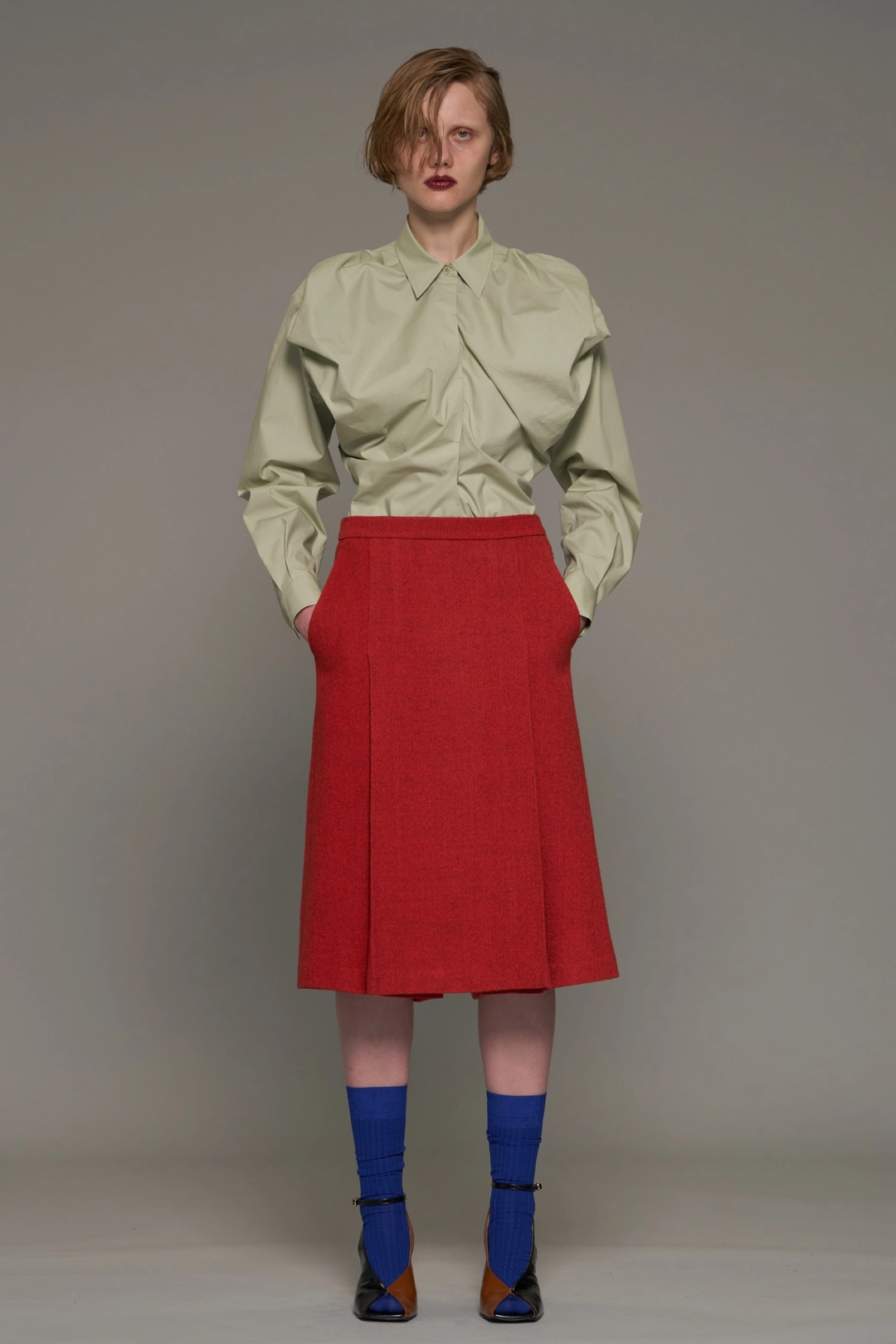푸쉬버튼 FW26 LIGHT GREEN VOLUME STRUCTURED SHIRT 상품 이미지 1