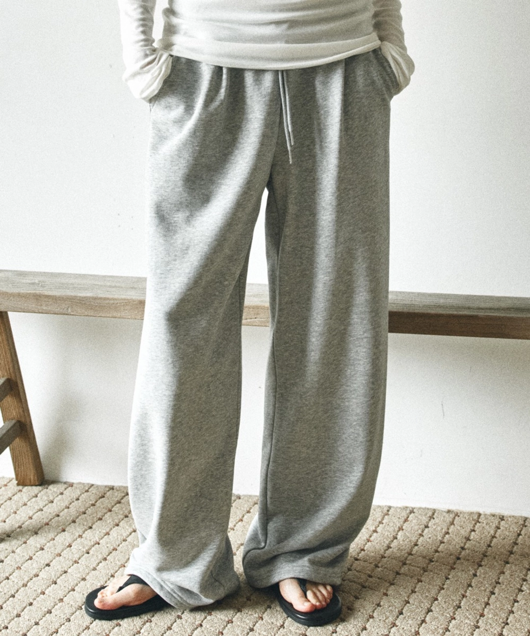 반원 아뜰리에 P3280 스트레이트 스웨트 팬츠_Melange gray 상품 이미지 2