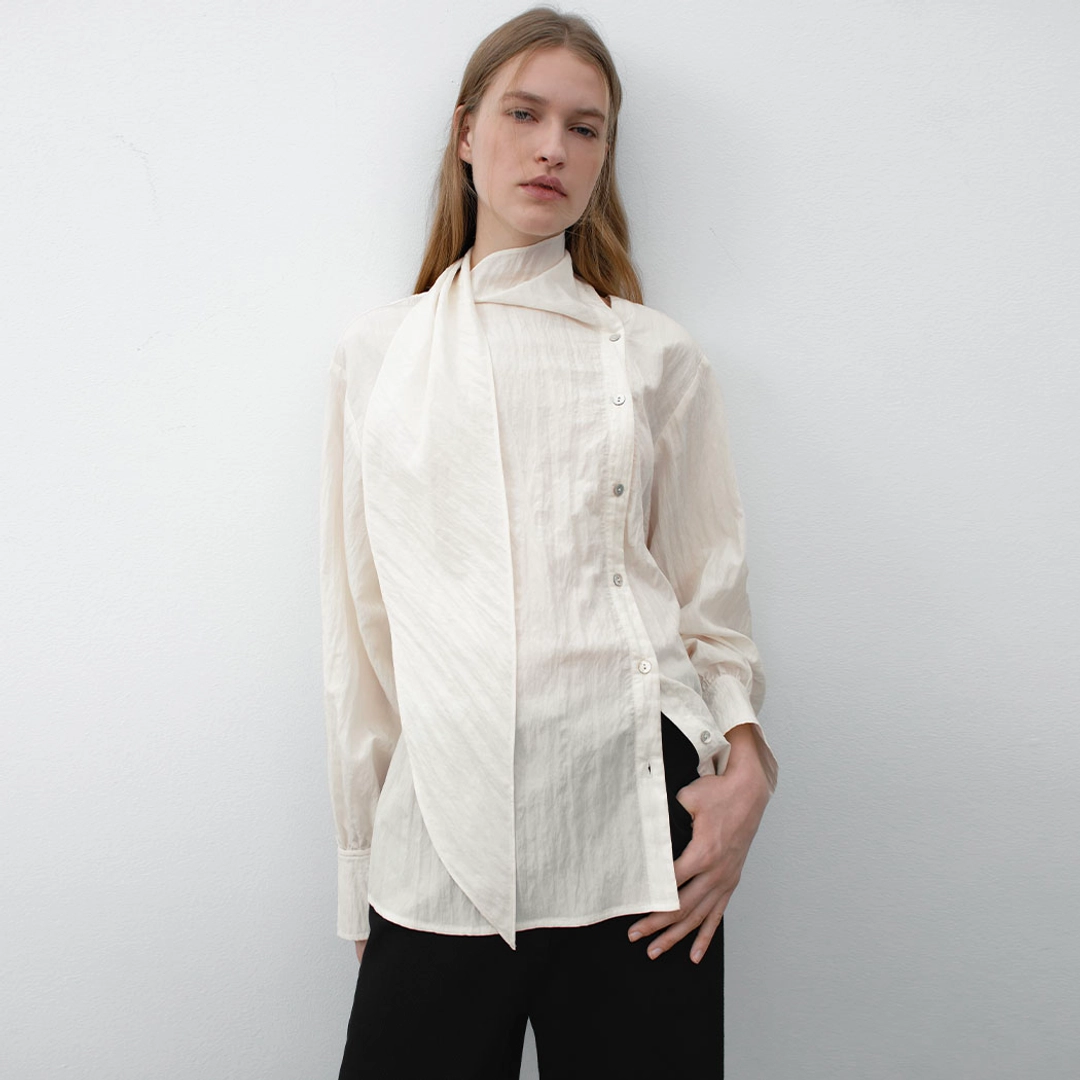 아뜰리에 나인 (BL-4355)PARCO NATURAL TEXTURE TIE BLOUSE 상품 이미지 2