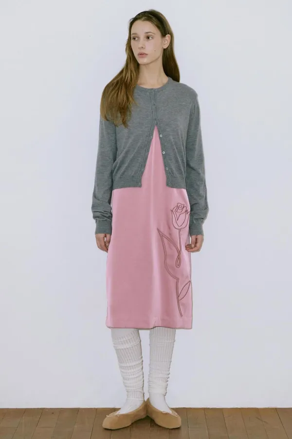 V-Neck Rose Dress (French Rose)