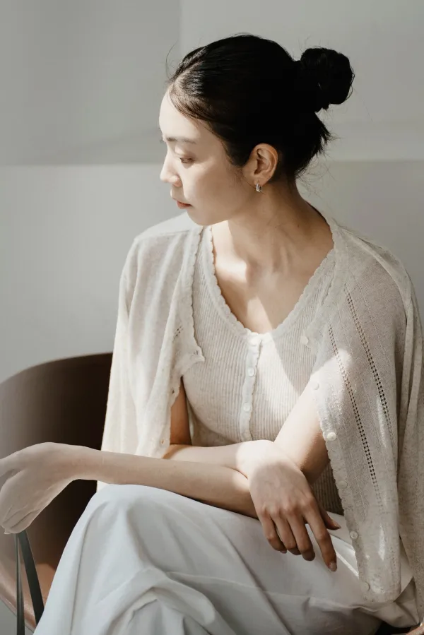 20295_Linen-blend sheer knit cardigan  TW