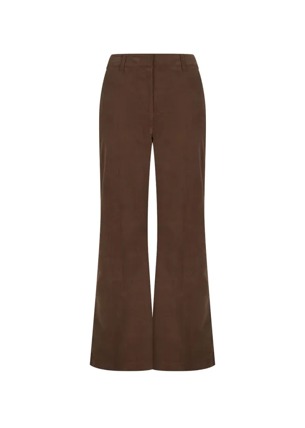 corduroy flared pants, brown