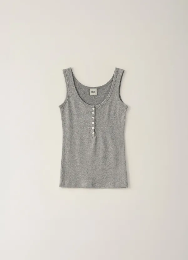 [Limited]  Modern Button Sleeveless - Gray - pebblem