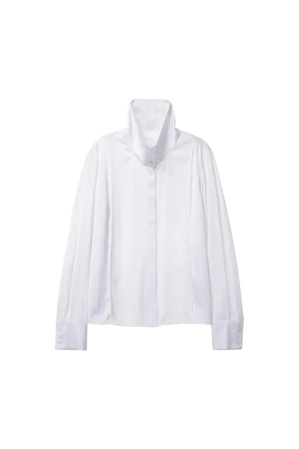 Backwards Collar Blouse, White