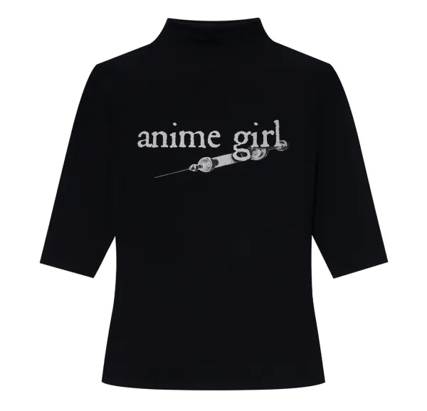 Anime mock neck top (Black)