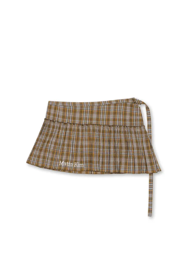 CHECK LAYERED SKIRT IN ORANGE