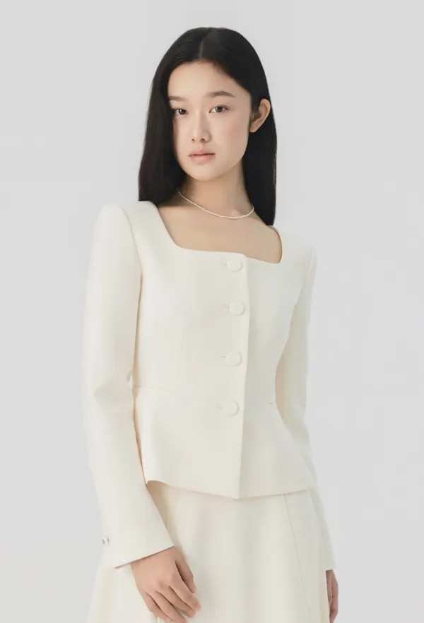 Sienna Square-neck Jacket (Cream)