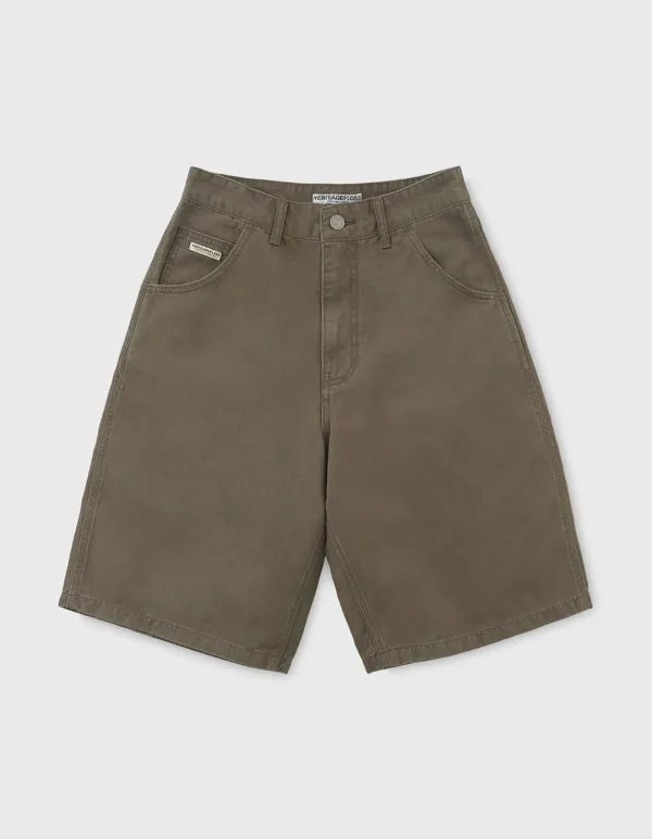 CREST STONE WASHED BERMUDA PANTS (W) / Brown