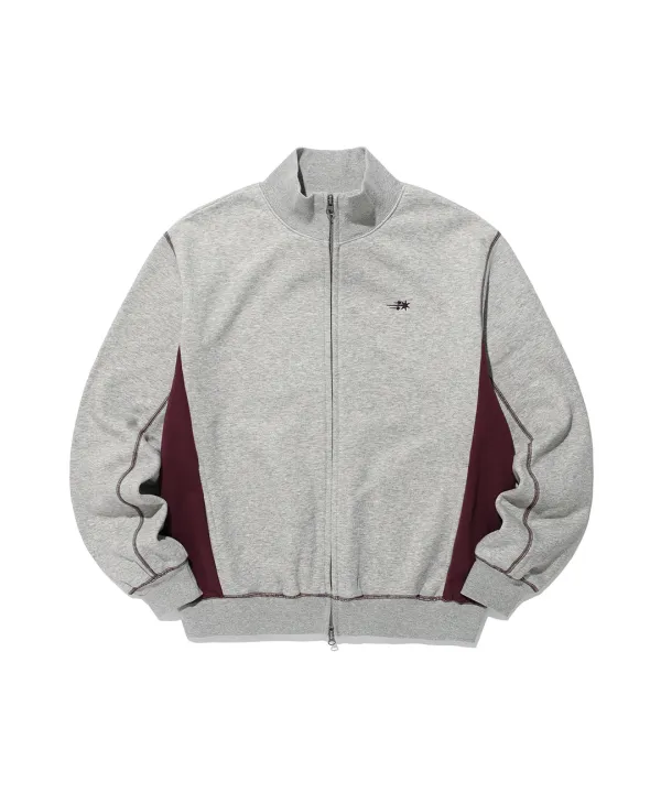 3star logo high neck zip up[grey]