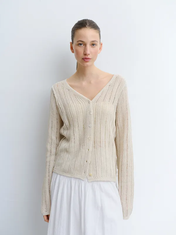 TVR LOOSE FIT KNIT CARDIGAN_NATURAL