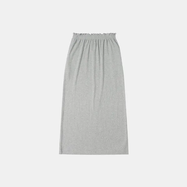 SIST9048 셔링 밴딩 골지 롱 스커트_Melange gray