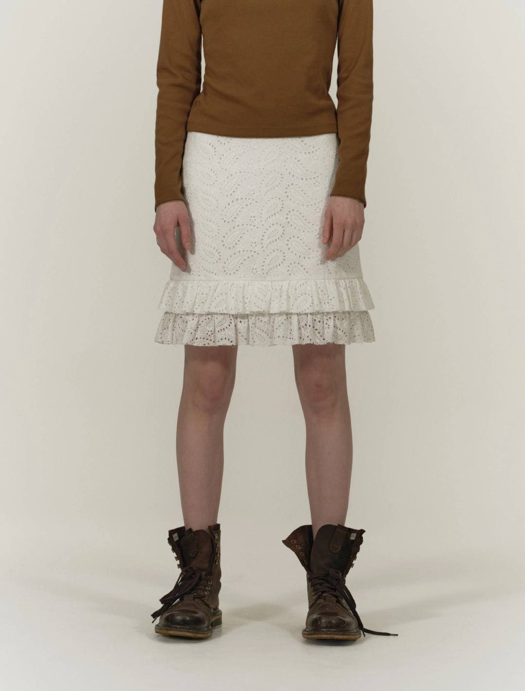 솔티페블 DOUBLE PLARED PAISLEY SKIRT [WHITE] 상품 이미지 1