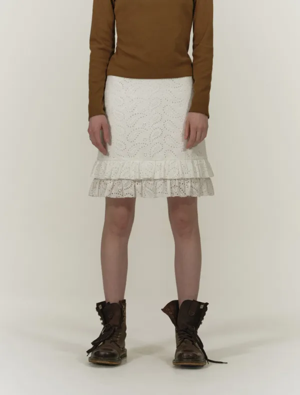 DOUBLE PLARED PAISLEY SKIRT [WHITE]