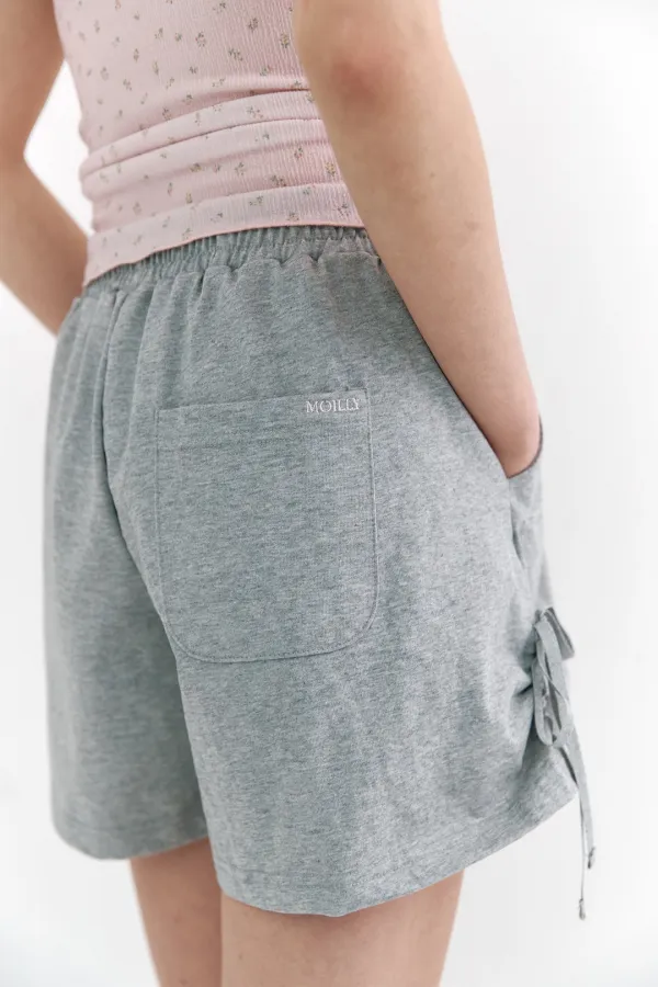 Tunnel Ribbon Shirring Shorts Gray