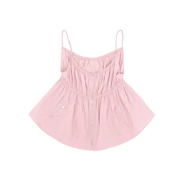 Zipper Detail Banding Cami Top (bubble pink)