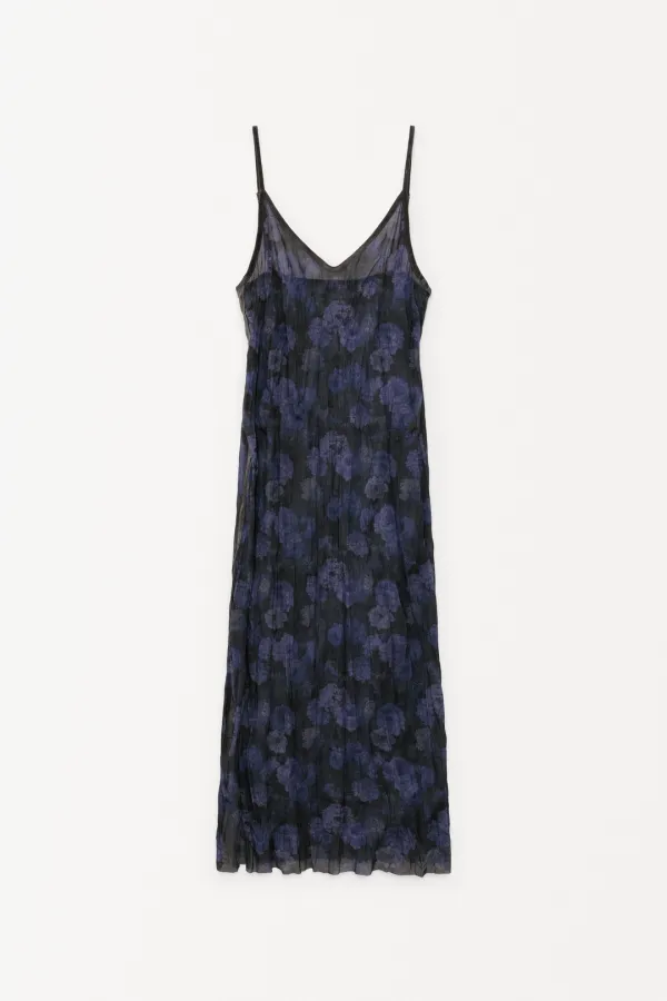 Bloom Printed Mesh Dress black