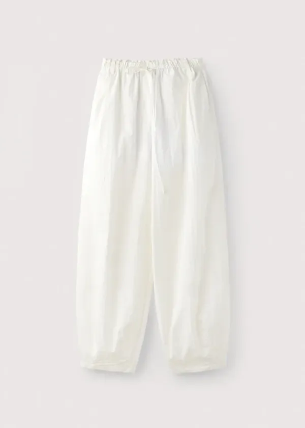 Light weight cotton volume silhouette pants_White