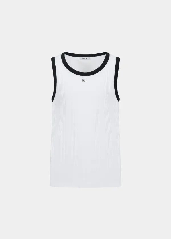 COTTON RIBBED RINGER SLEEVELESS TOP - WHITE