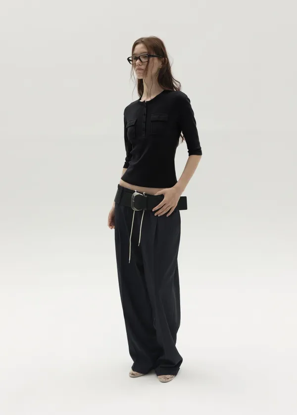 [2nd REORDER] HENLEY POCKET TOP (BLACK)