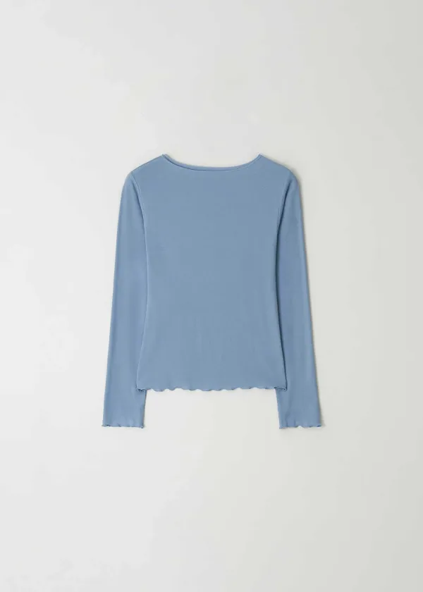 [1차] Boat-neck Long Sleeve T-shirt(Blue)