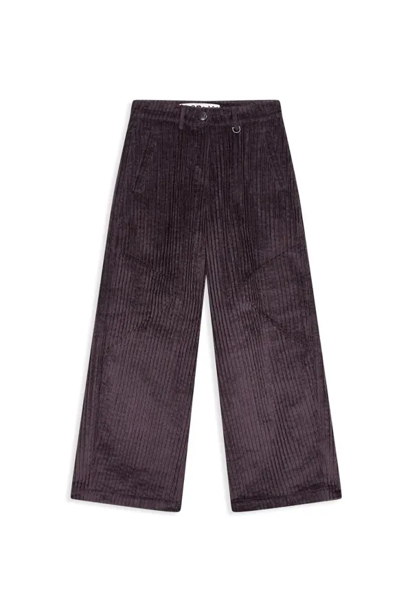 CORDUROY WIDE-LEG PANTS, BURGUNDY
