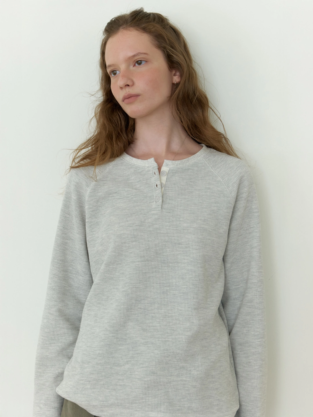 더미튼 Sylvan waffle t-shirt (oat melange) 상품 이미지 1