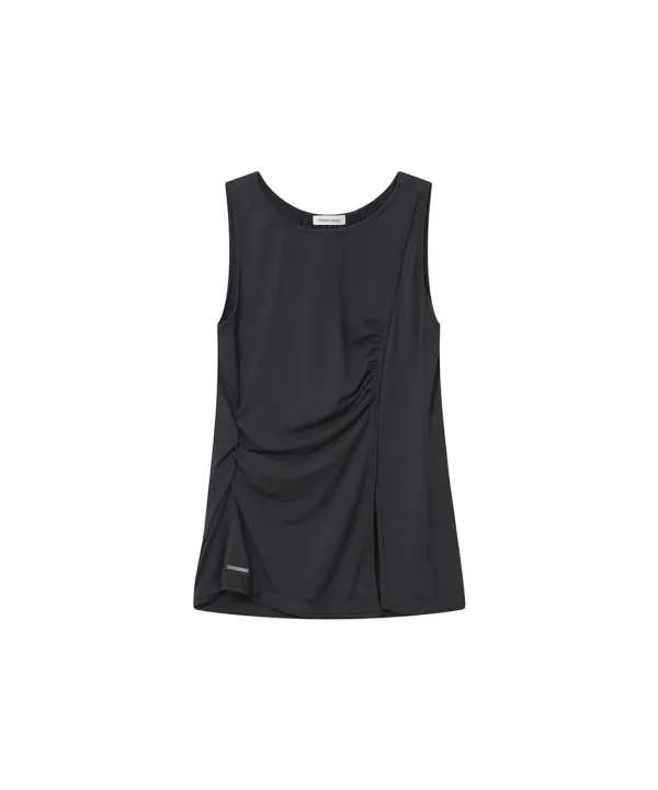 Oblique line shirring sleeveless CHARCOAL