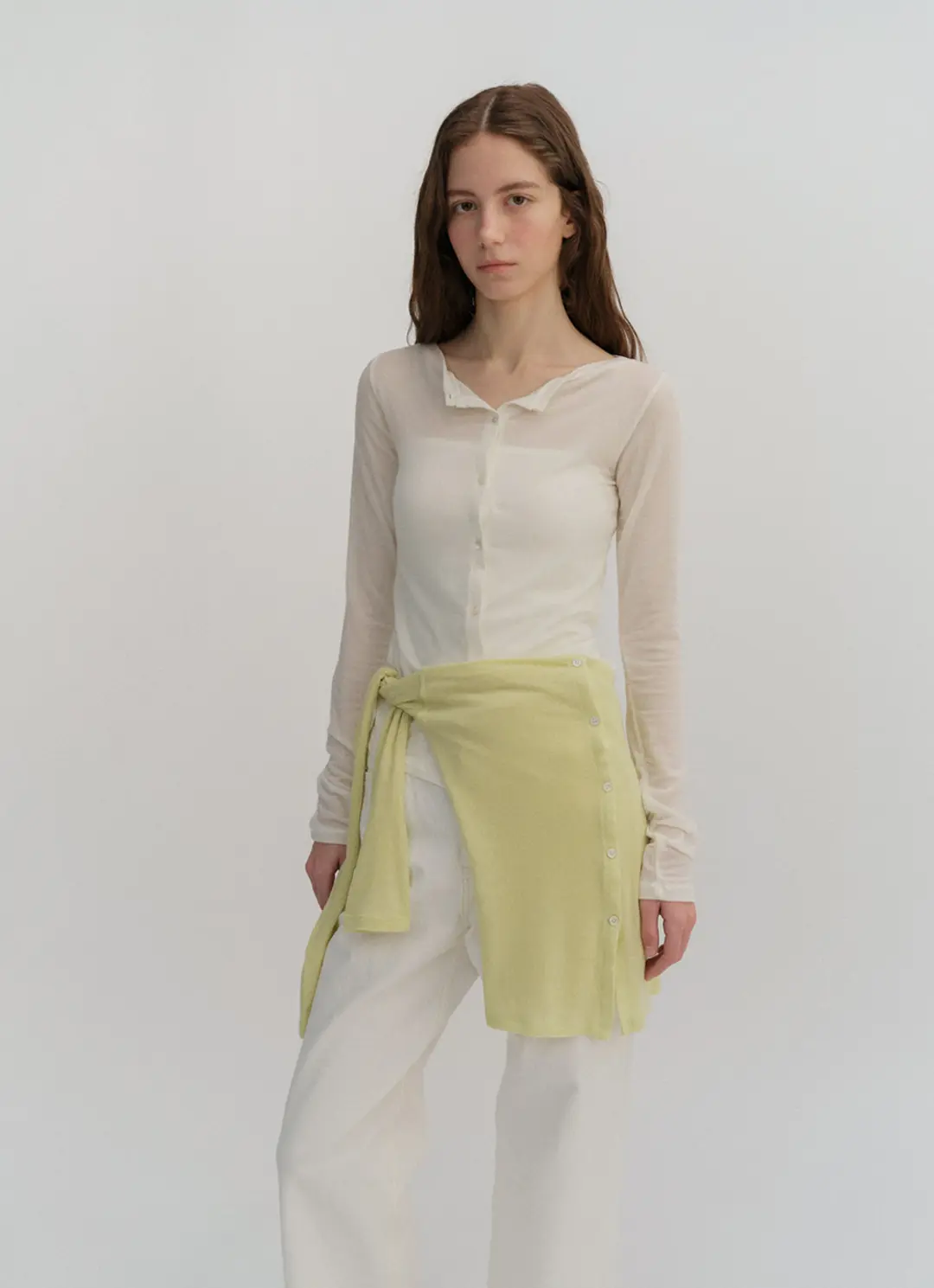 베이오드 Boat neck tencel cardigan_ivory 상품 이미지 2