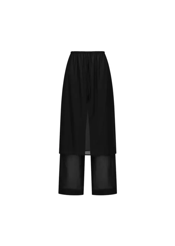 Sheer Layered Pants, Black