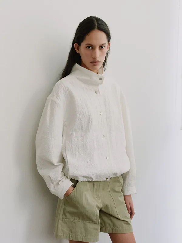 TIS HIGH-NECK VOLUME JUMPER_WHITE CHECK