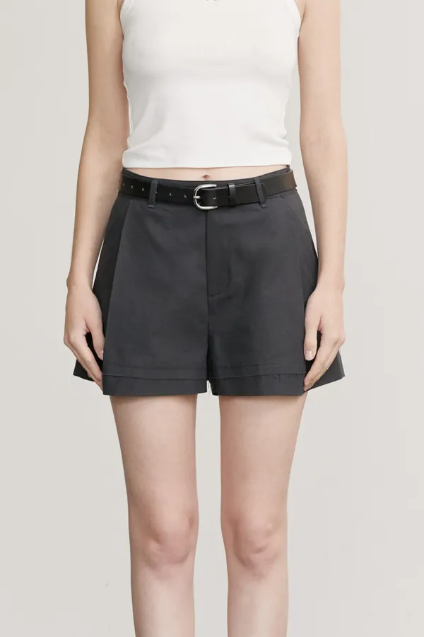 COTTON RAW CUT SHORTS (CHARCOAL)