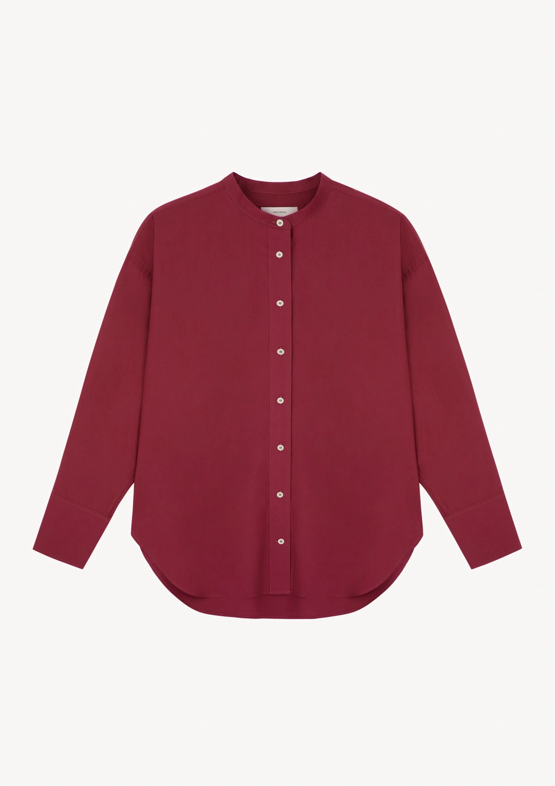 문달 Keats Stand Collar Shirt in Burgundy 상품 이미지 1