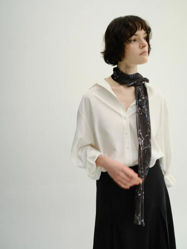 SILK FLOWER PATTERN SCARF - 르에