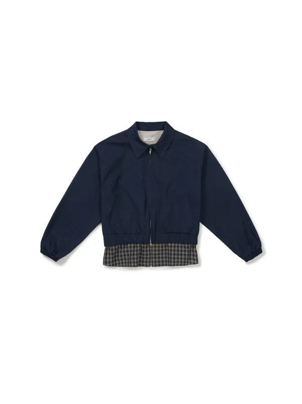 CHECK DETAIL BLOUSON JACKET (NAVY)