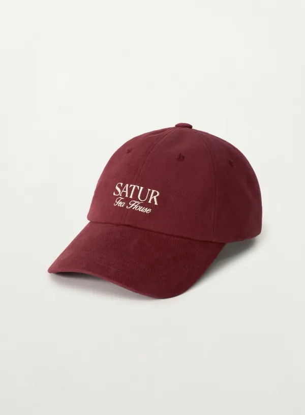 [Exclusive] SATUR X Tea House Classic Logo Ball Cap - Burgundy