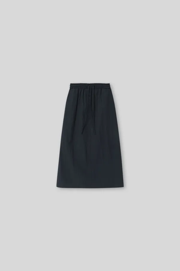 Ridge button H skirt (navy)